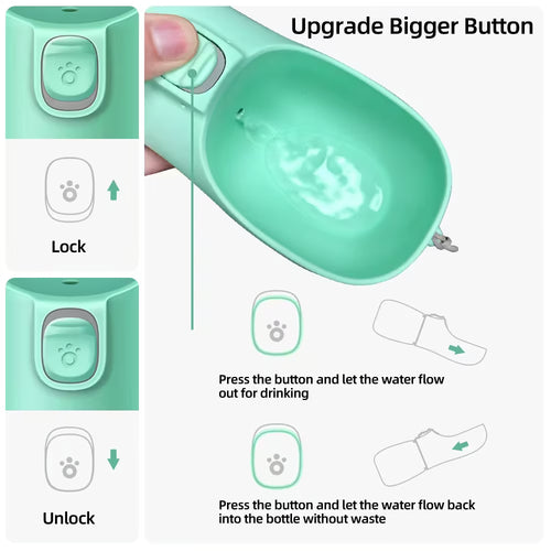 Portable Dog Water Bottle - Leakproof Travel Feeder